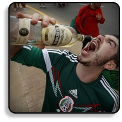 Chico borracho bebiendo