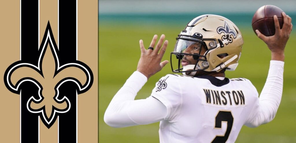 Jamies Winston With Saints Background