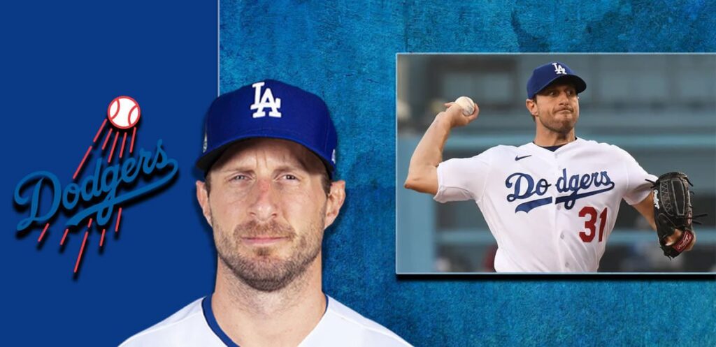 Max Scherzer With Dodgers Background