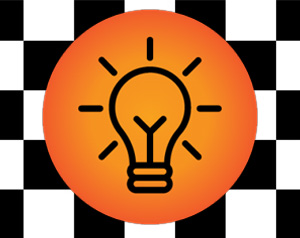 Damas y bombilla naranja