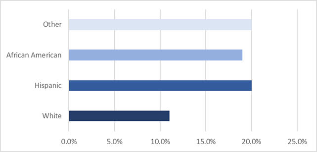 Porcentaje de encuestados estadounidenses que apuestan por la tabla de etnias