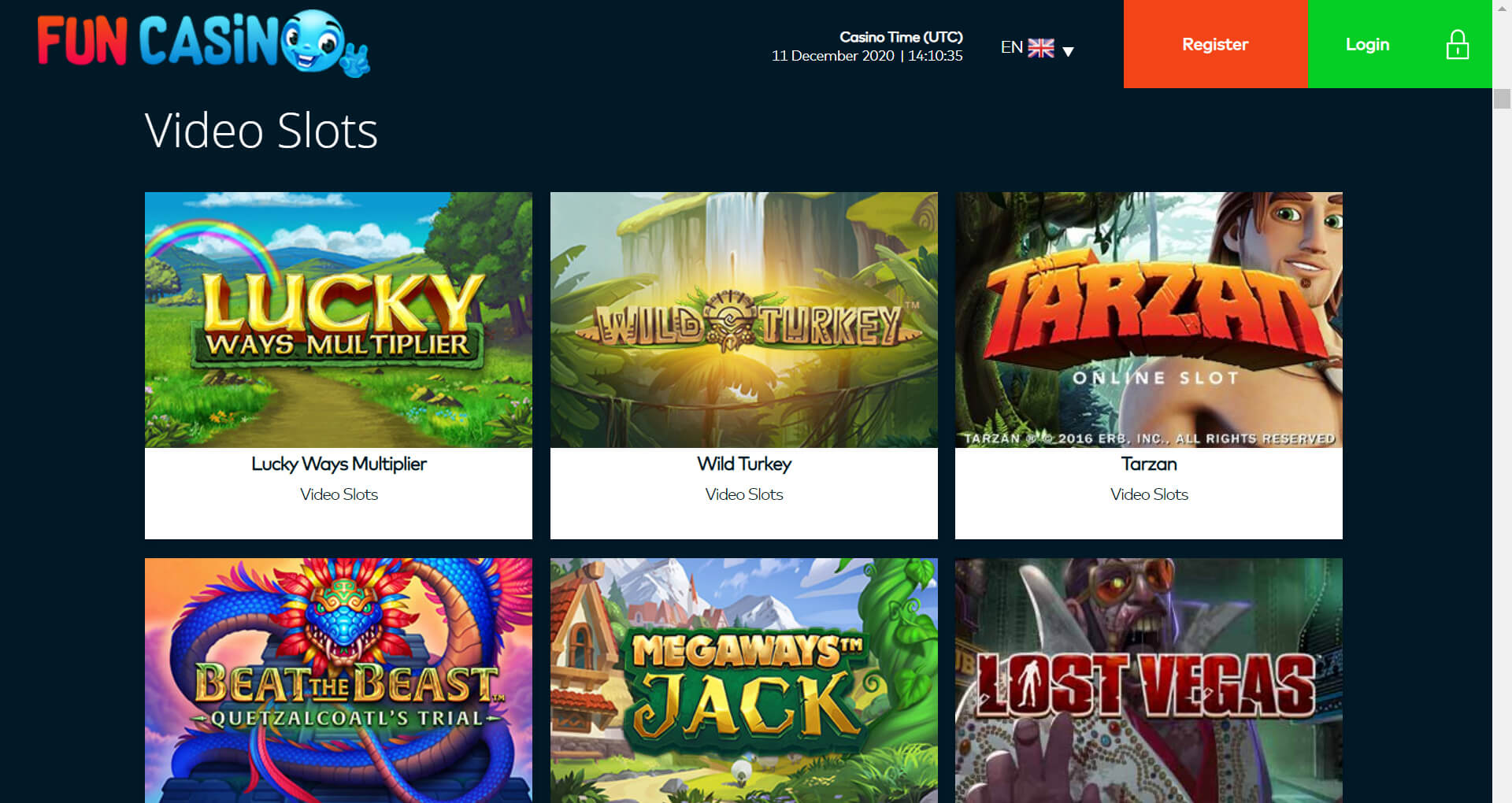 Captura de pantalla de la divertida sección de tragamonedas de video del casino