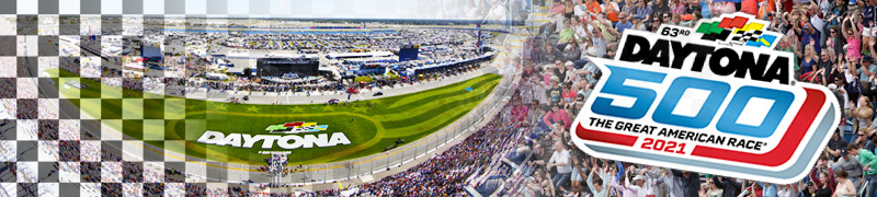 Dayton 500 2021 Logo Racetrack Multitud animando la bandera a cuadros