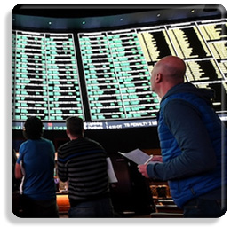 El chico que mira la pantalla de la casa de apuestas