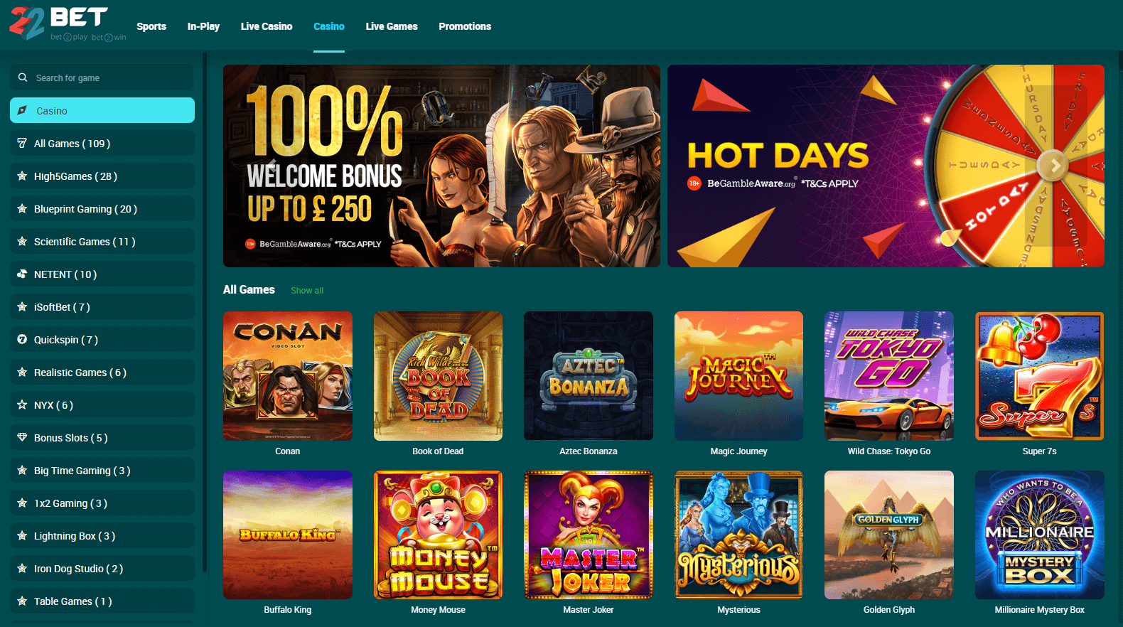 22 apuesta de casino