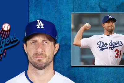 Max Scherzer With Dodgers Background