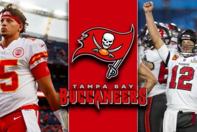 Tom Brady And Patrick Mahomes With Buccaneers Background