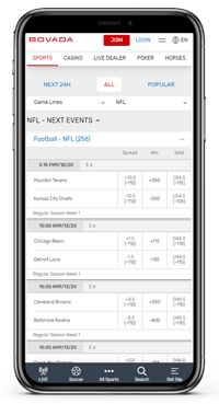 Bovada en iPhone