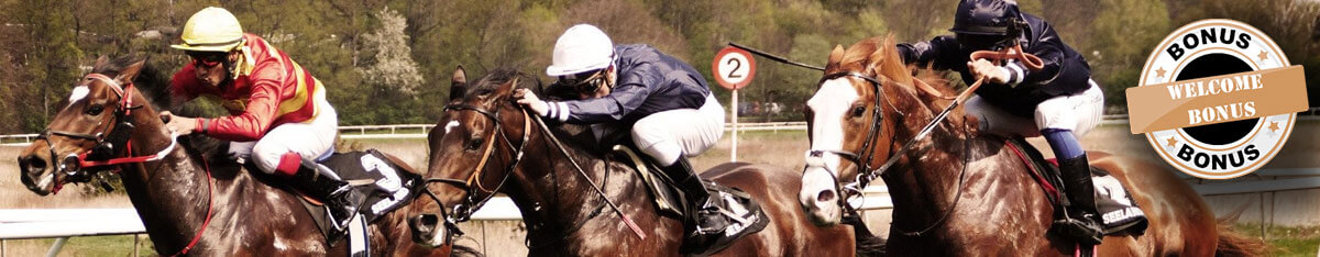 Banner de bienvenida de carreras de caballos