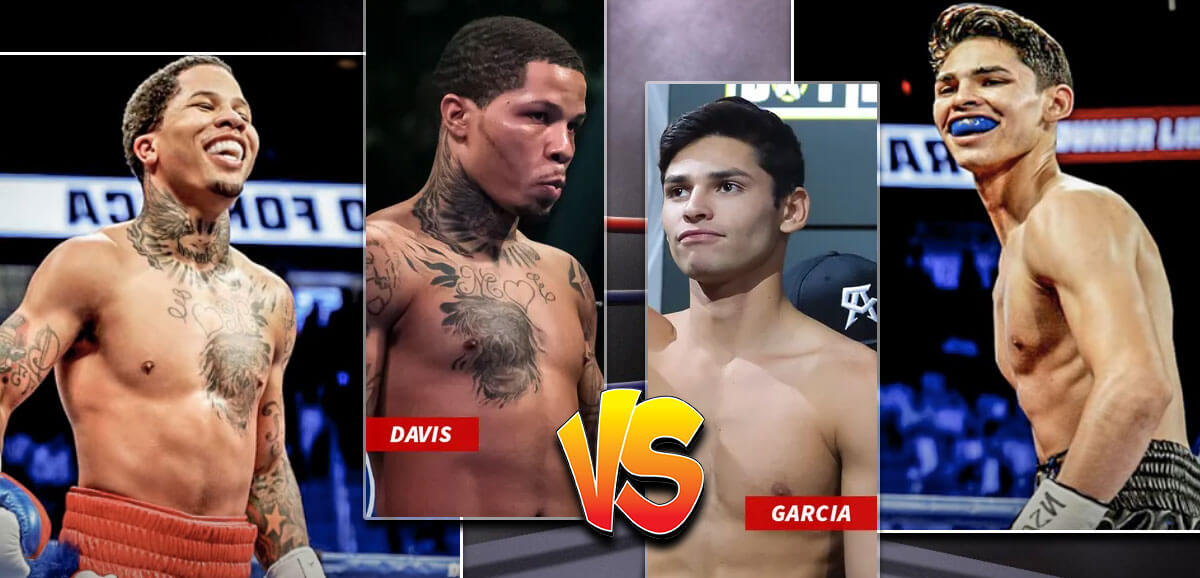 Davis vs García boxeando al fondo
