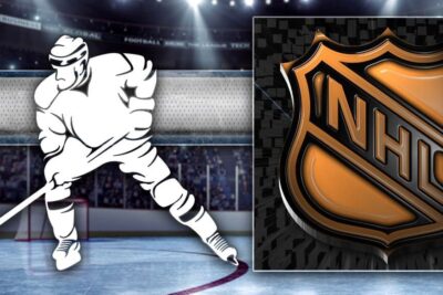 NHL Hockey Player And Logo Background