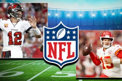 Tom Brady And Patrick Mahomes With NFL Logo