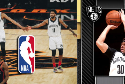 Brooklyn Nets NBA Logo Gold And Silver Background